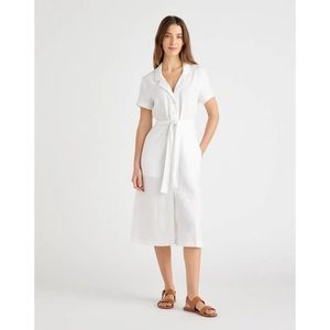 White Linen Quince Dress